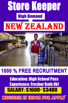 Store Keeper Job In New Zealand