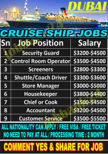 cruise ship jobs types
