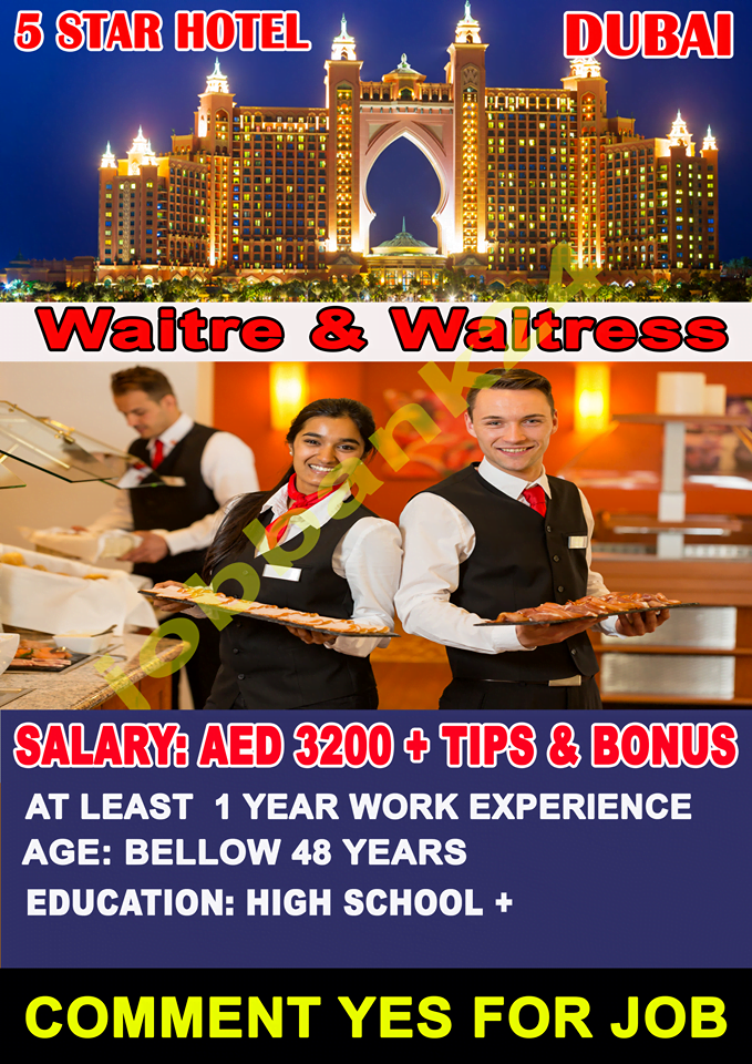 Waiter & Waitress Jobs In Dubai